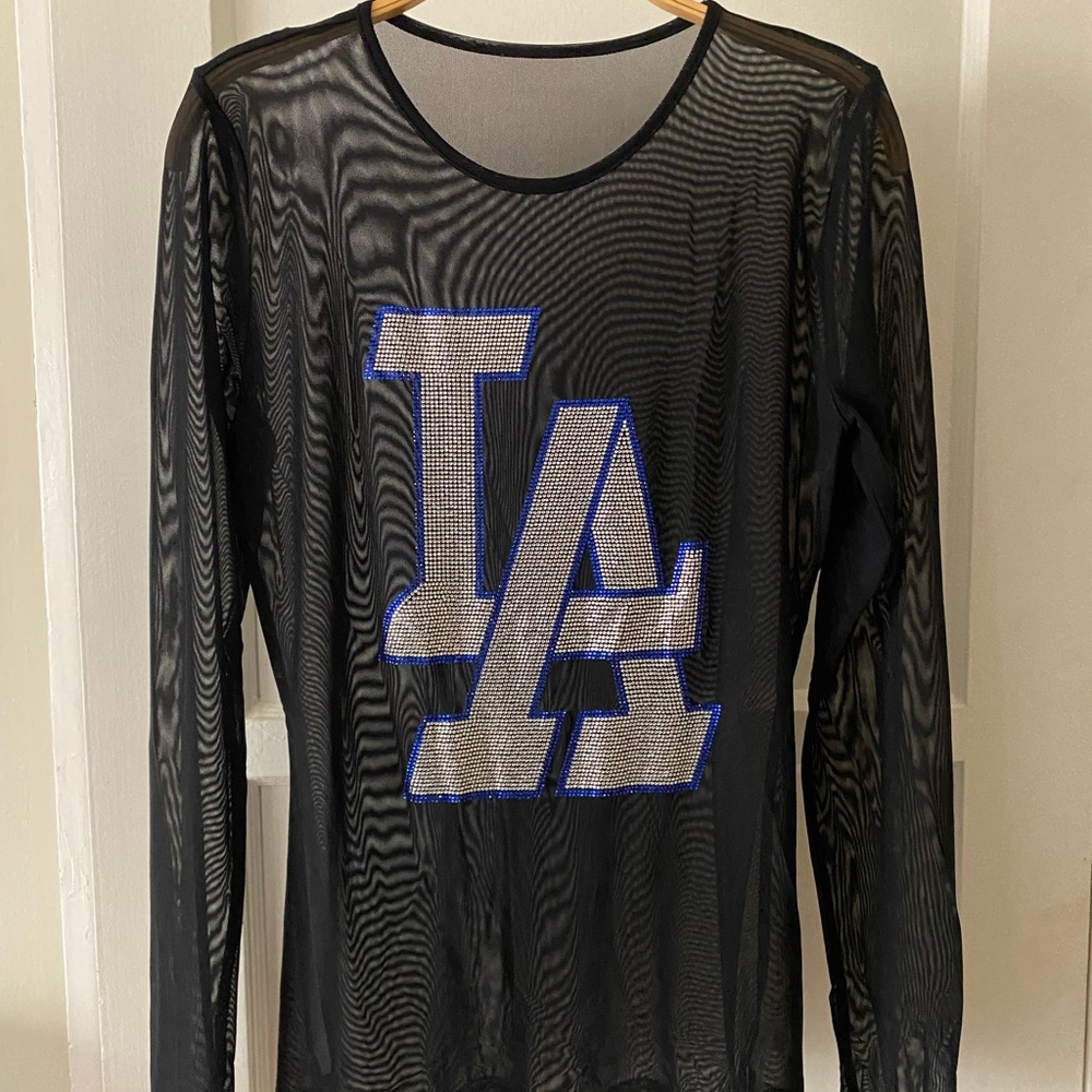 Sparkly LA Mesh Top Clear Crystal Dodgers Style